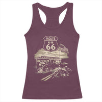 Route Highway 66 100 Year Centennial Motorcycle Americana Road Sign Racerback Tank Top