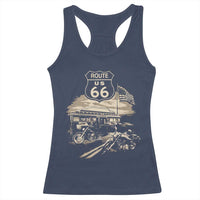 Route Highway 66 100 Year Centennial Motorcycle Americana Road Sign Racerback Tank Top