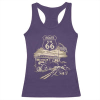 Route Highway 66 100 Year Centennial Motorcycle Americana Road Sign Racerback Tank Top