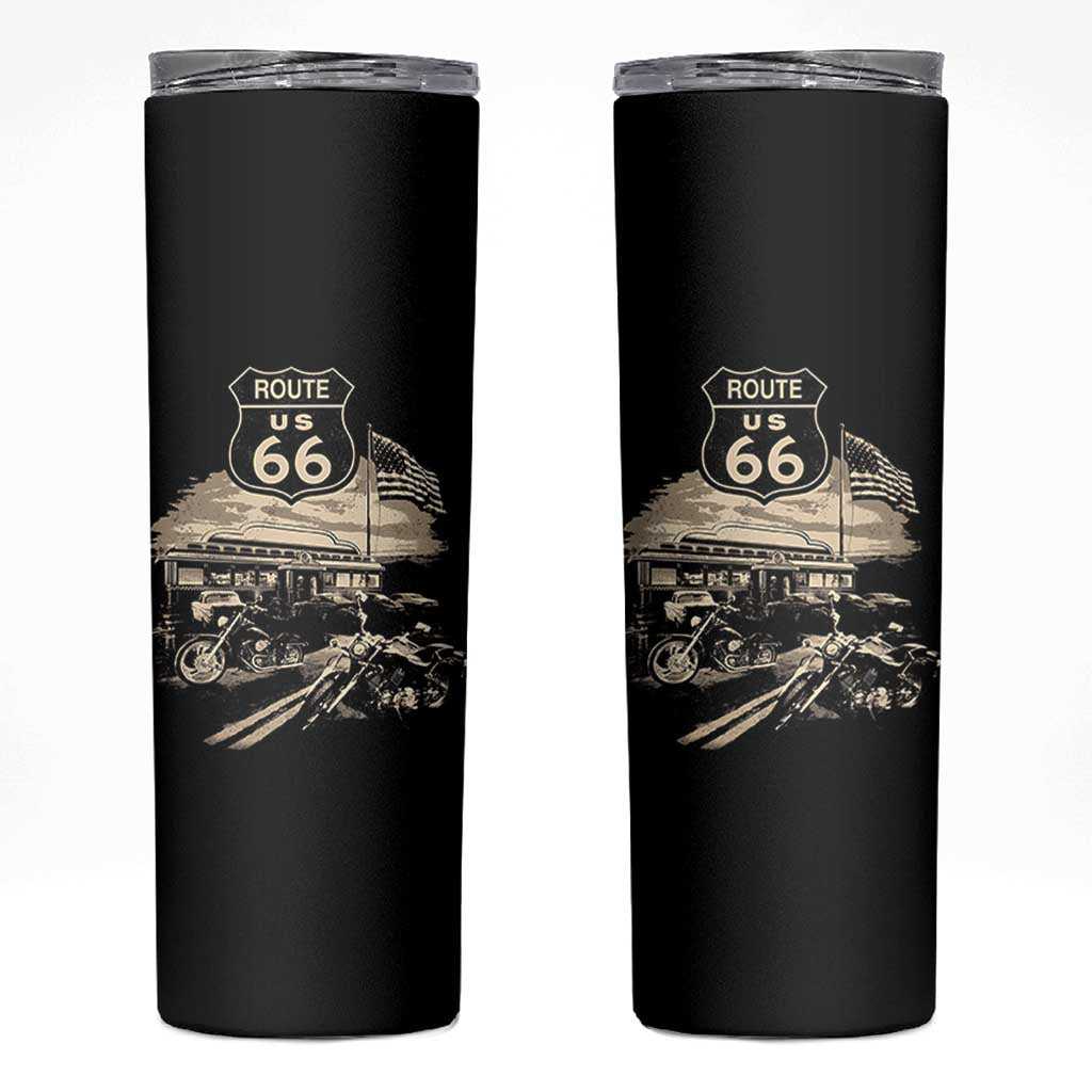 Route Highway 66 100 Year Centennial Motorcycle Americana Road Sign Skinny Tumbler