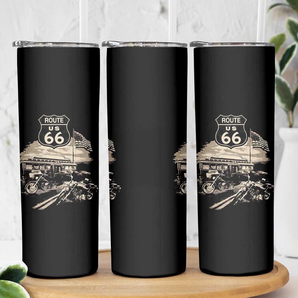 Route Highway 66 100 Year Centennial Motorcycle Americana Road Sign Skinny Tumbler