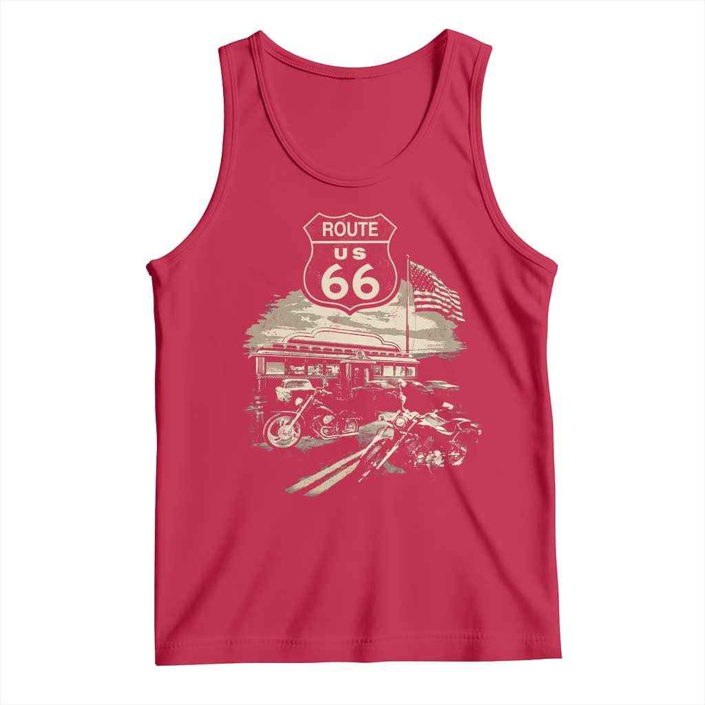 Route Highway 66 100 Year Centennial Motorcycle Americana Road Sign Tank Top