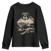 Route Highway 66 100 Year Centennial Motorcycle Americana Road Sign Youth Sweatshirt