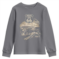 Route Highway 66 100 Year Centennial Motorcycle Americana Road Sign Youth Sweatshirt
