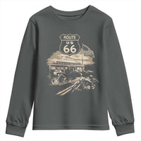 Route Highway 66 100 Year Centennial Motorcycle Americana Road Sign Youth Sweatshirt