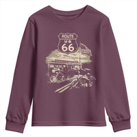 Route Highway 66 100 Year Centennial Motorcycle Americana Road Sign Youth Sweatshirt