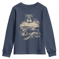 Route Highway 66 100 Year Centennial Motorcycle Americana Road Sign Youth Sweatshirt