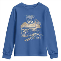 Route Highway 66 100 Year Centennial Motorcycle Americana Road Sign Youth Sweatshirt