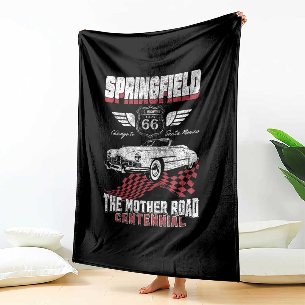 Springfield Missouri US Highway 66 Centennial Keepsake Throw Blanket Vintage 1950 Classic American Car Convertible