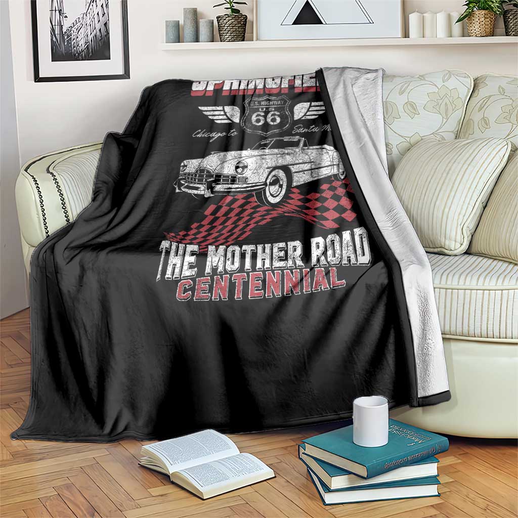 Springfield Missouri US Highway 66 Centennial Keepsake Throw Blanket Vintage 1950 Classic American Car Convertible