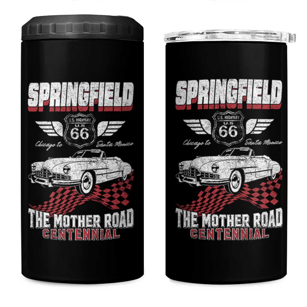 Springfield Missouri US Highway 66 Centennial Keepsake 4 in 1 Can Cooler Tumbler Vintage 1950 Classic American Car Convertible