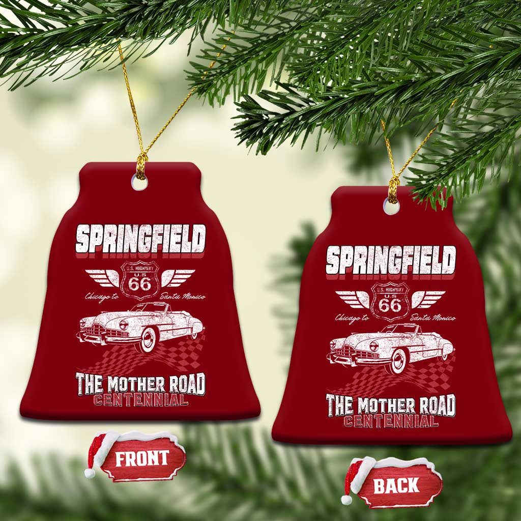 Springfield Missouri US Highway 66 Centennial Keepsake Ceramic Ornament Vintage 1950 Classic American Car Convertible