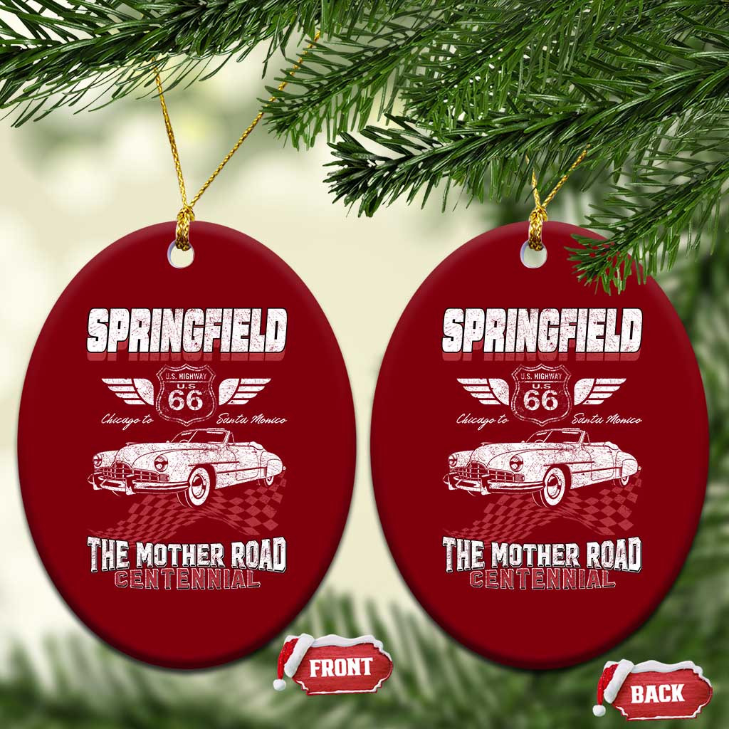 Springfield Missouri US Highway 66 Centennial Keepsake Ceramic Ornament Vintage 1950 Classic American Car Convertible