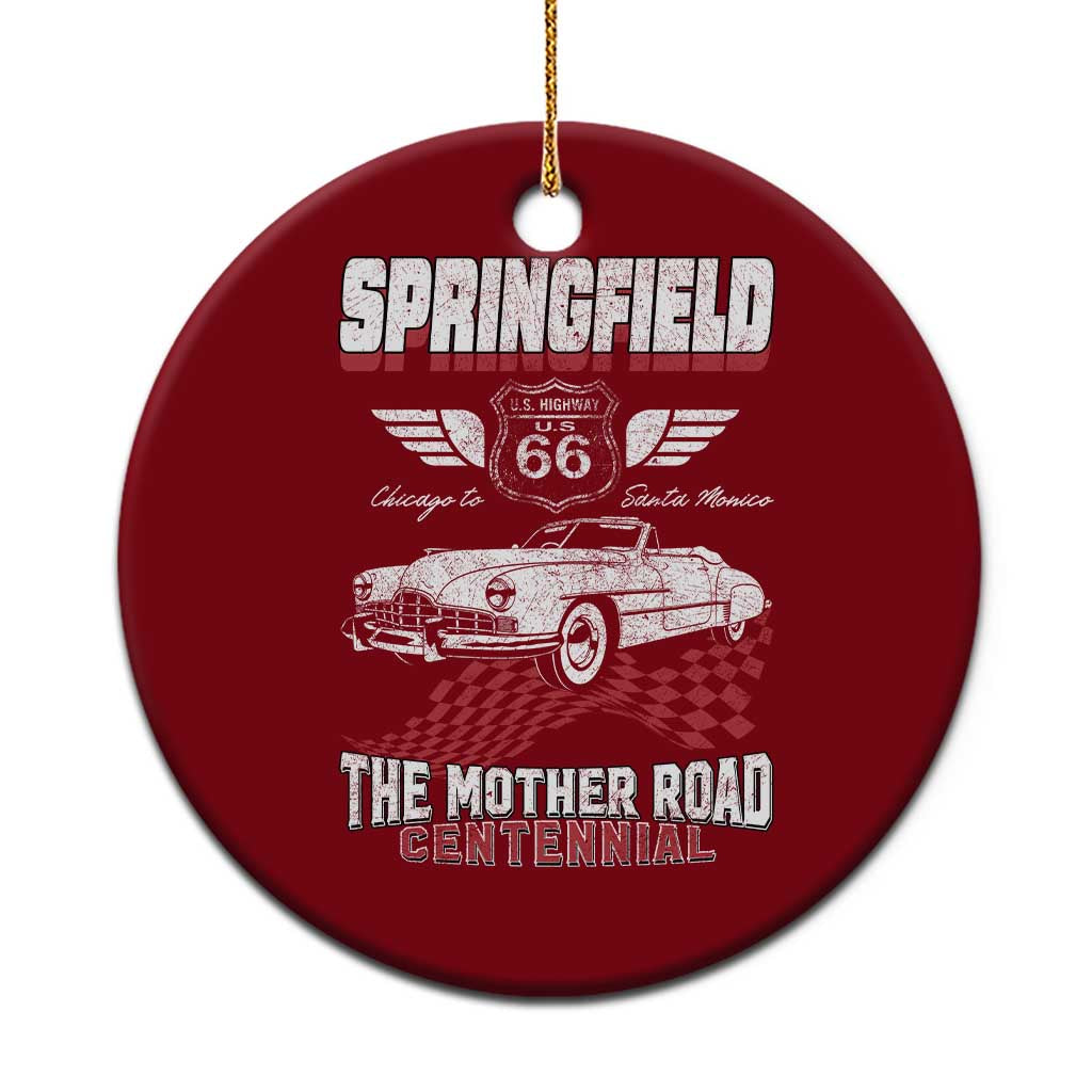Springfield Missouri US Highway 66 Centennial Keepsake Ceramic Ornament Vintage 1950 Classic American Car Convertible