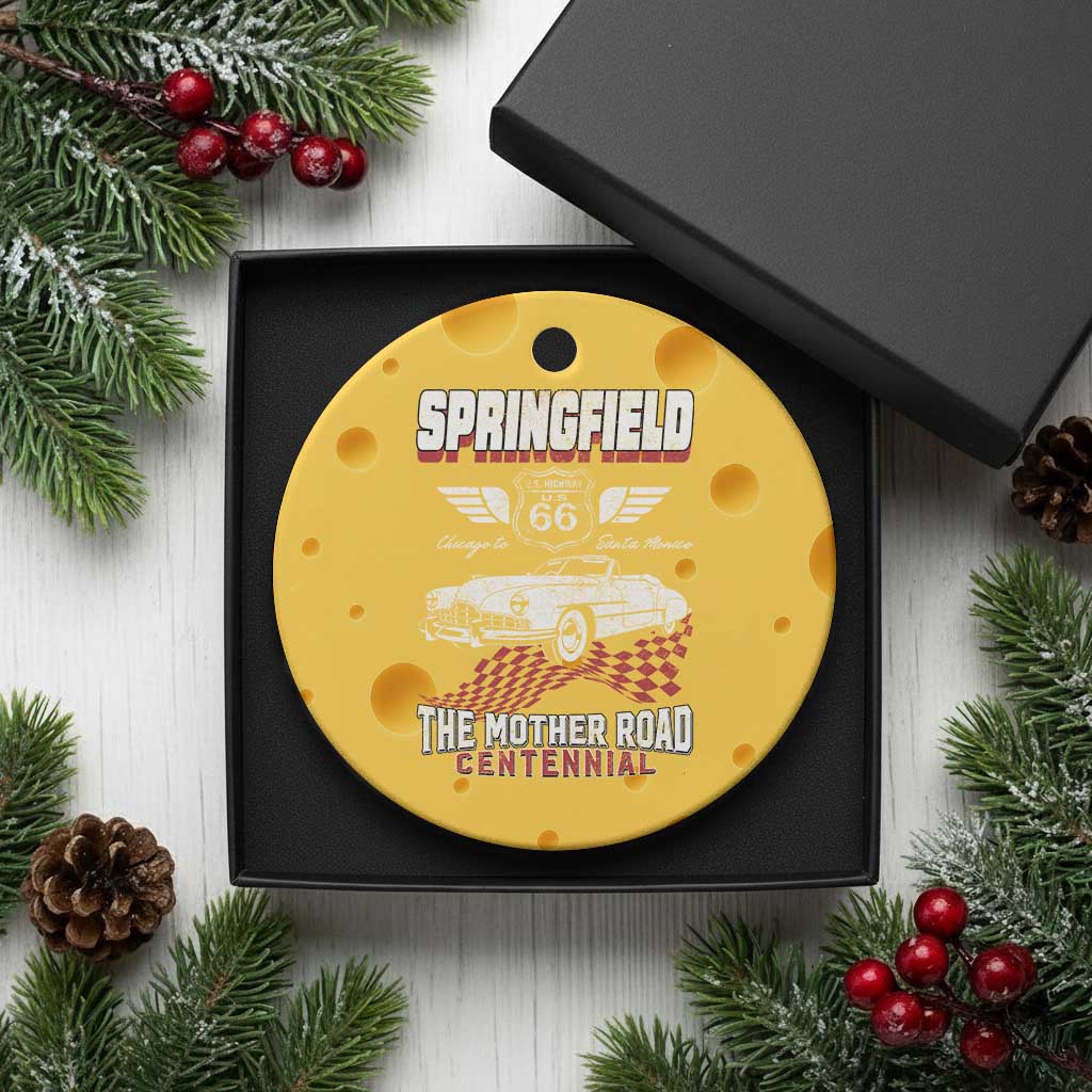 Springfield Missouri US Highway 66 Centennial Keepsake Ceramic Ornament Vintage 1950 Classic American Car Convertible