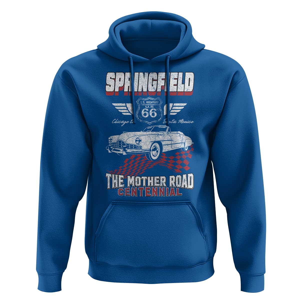Springfield Missouri US Highway 66 Centennial Keepsake Hoodie Vintage 1950 Classic American Car Convertible