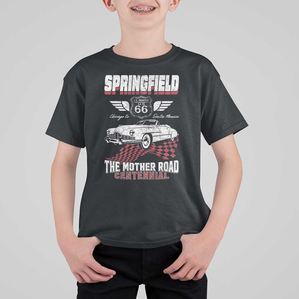 Springfield Missouri US Highway 66 Centennial Keepsake T Shirt For Kid Vintage 1950 Classic American Car Convertible