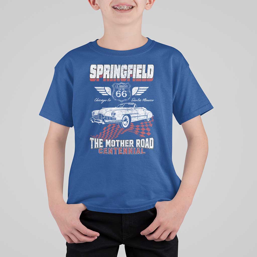Springfield Missouri US Highway 66 Centennial Keepsake T Shirt For Kid Vintage 1950 Classic American Car Convertible