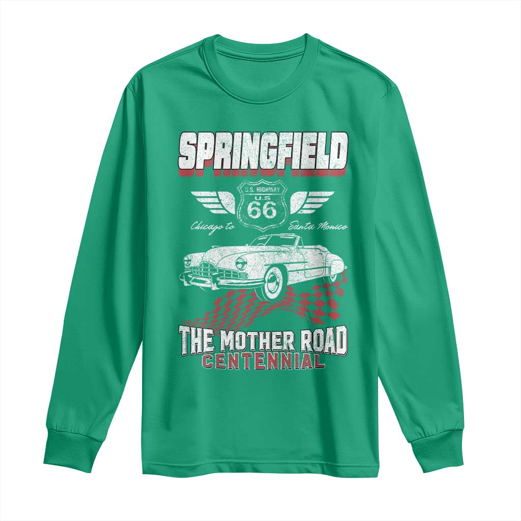 Springfield Missouri US Highway 66 Centennial Keepsake Long Sleeve Shirt Vintage 1950 Classic American Car Convertible