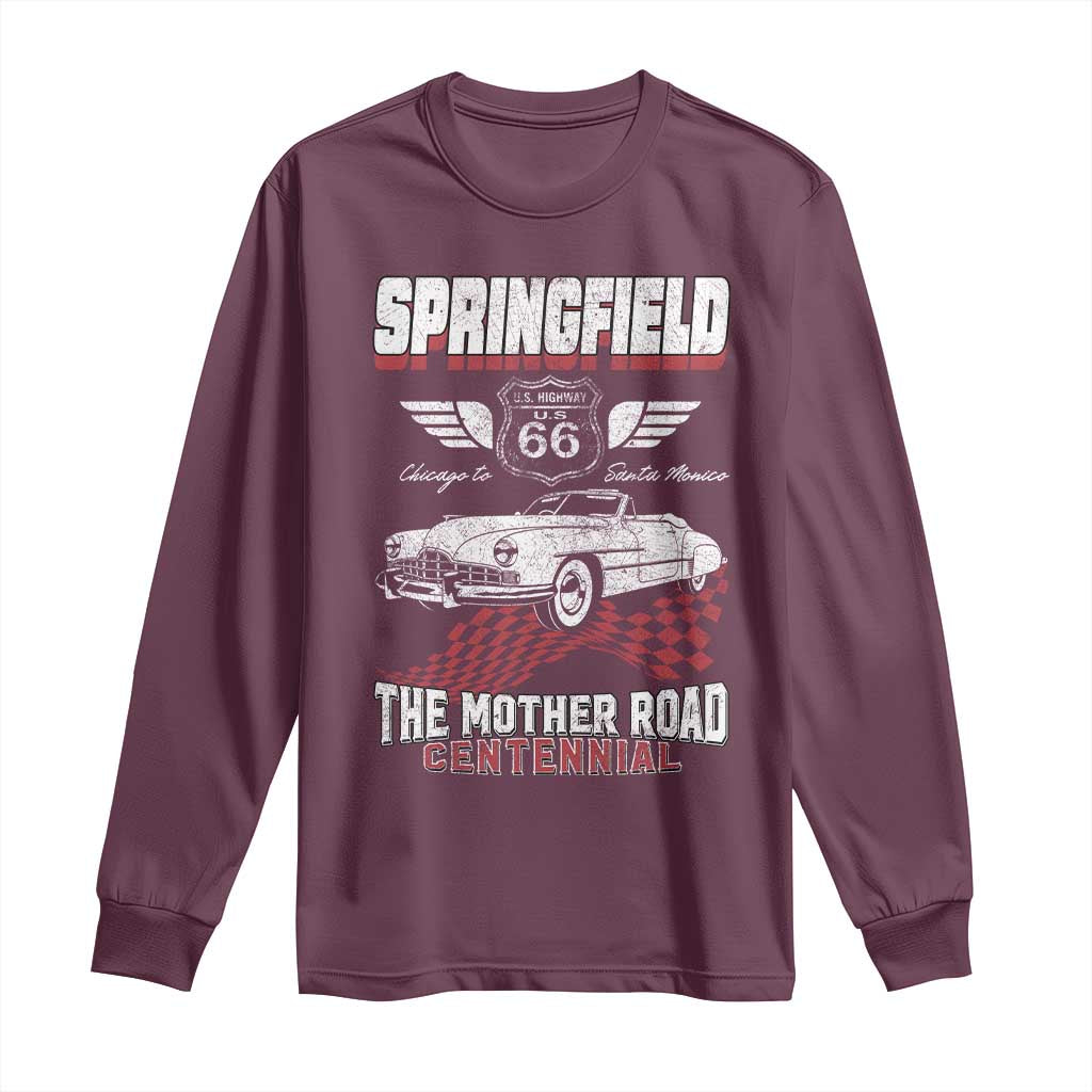 Springfield Missouri US Highway 66 Centennial Keepsake Long Sleeve Shirt Vintage 1950 Classic American Car Convertible