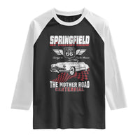 Springfield Missouri US Highway 66 Centennial Keepsake Raglan Shirt Vintage 1950 Classic American Car Convertible