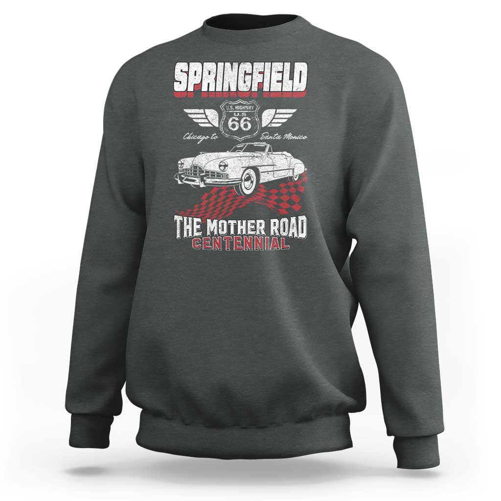 Springfield Missouri US Highway 66 Centennial Keepsake Sweatshirt Vintage 1950 Classic American Car Convertible