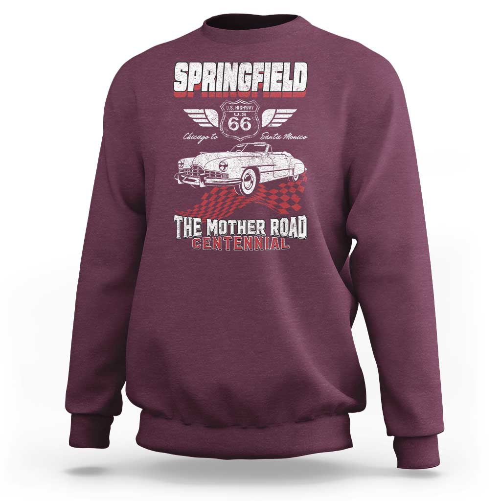 Springfield Missouri US Highway 66 Centennial Keepsake Sweatshirt Vintage 1950 Classic American Car Convertible