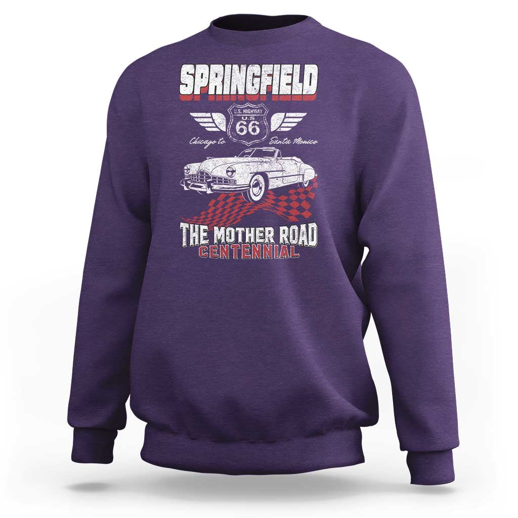 Springfield Missouri US Highway 66 Centennial Keepsake Sweatshirt Vintage 1950 Classic American Car Convertible