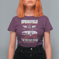 Springfield Missouri US Highway 66 Centennial Keepsake T Shirt For Women Vintage 1950 Classic American Car Convertible