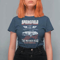 Springfield Missouri US Highway 66 Centennial Keepsake T Shirt For Women Vintage 1950 Classic American Car Convertible