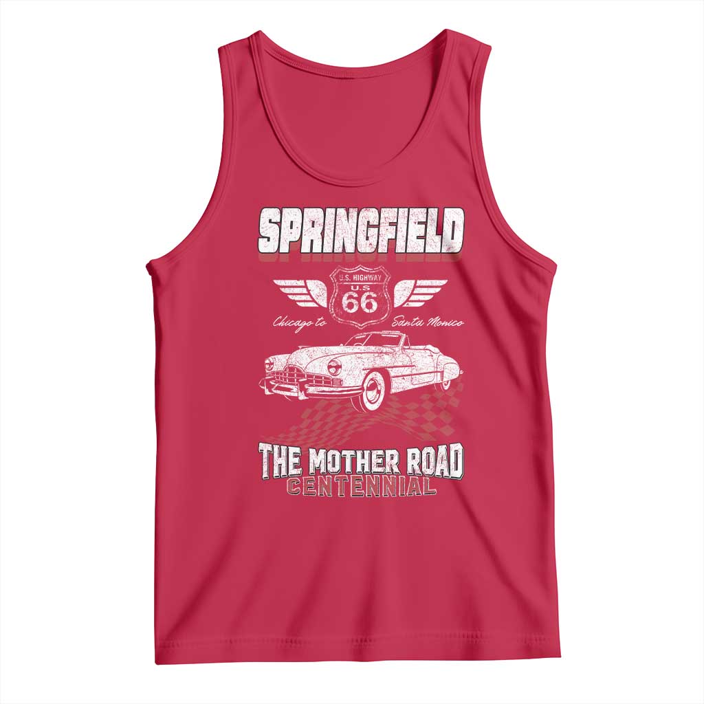 Springfield Missouri US Highway 66 Centennial Keepsake Tank Top Vintage 1950 Classic American Car Convertible