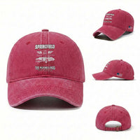 Springfield Missouri US Highway 66 Centennial Keepsake Washed Cotton Baseball Cap Vintage 1950 Classic American Car Convertible