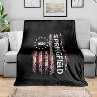 Springfield Massachusetts American Flag Established 1636 Throw Blanket