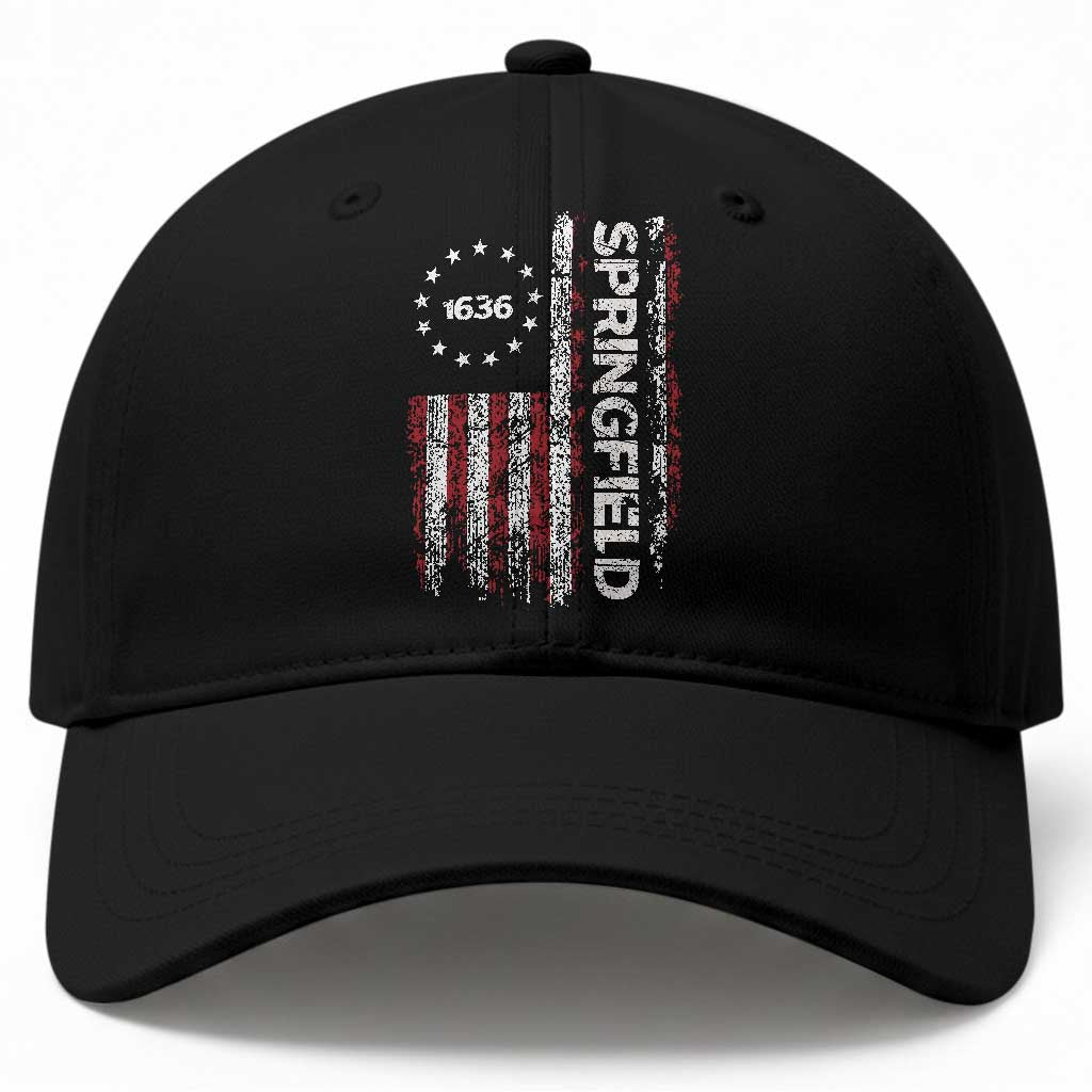 Springfield Massachusetts American Flag Established 1636 Baseball Cap