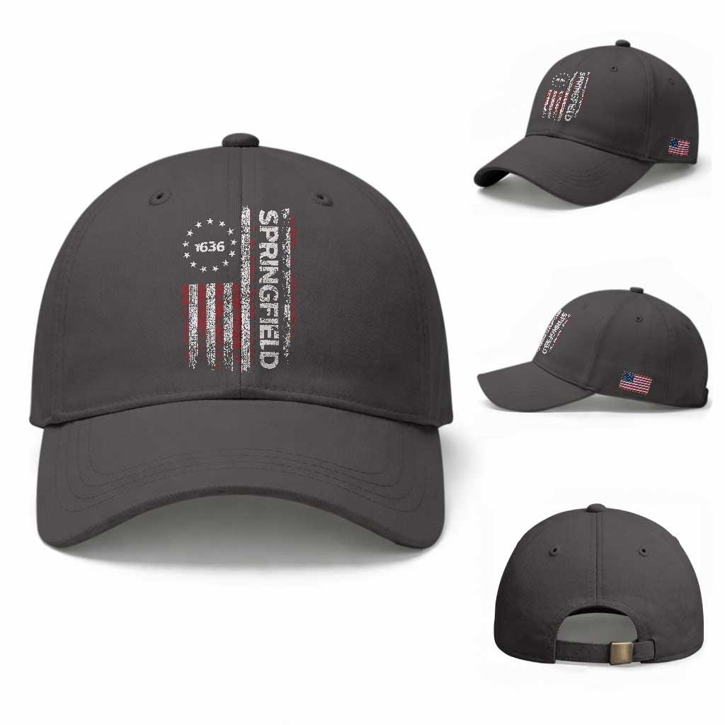 Springfield Massachusetts American Flag Established 1636 Baseball Cap