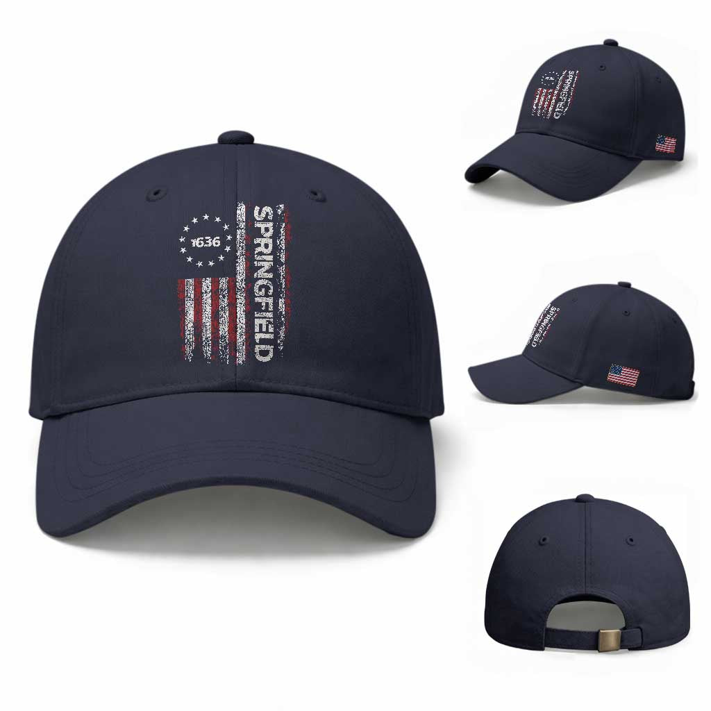 Springfield Massachusetts American Flag Established 1636 Baseball Cap