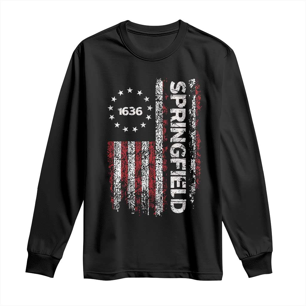 Springfield Massachusetts American Flag Established 1636 Long Sleeve Shirt