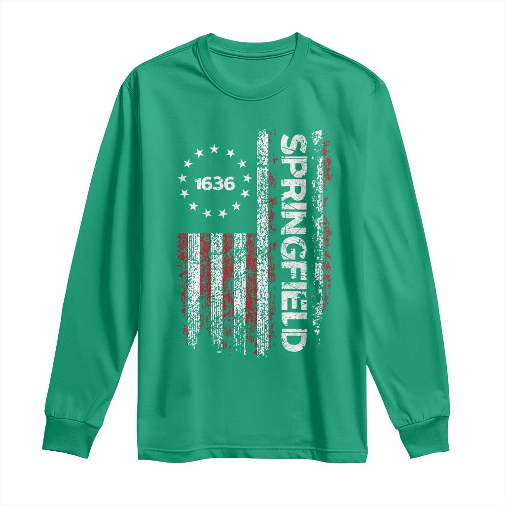 Springfield Massachusetts American Flag Established 1636 Long Sleeve Shirt