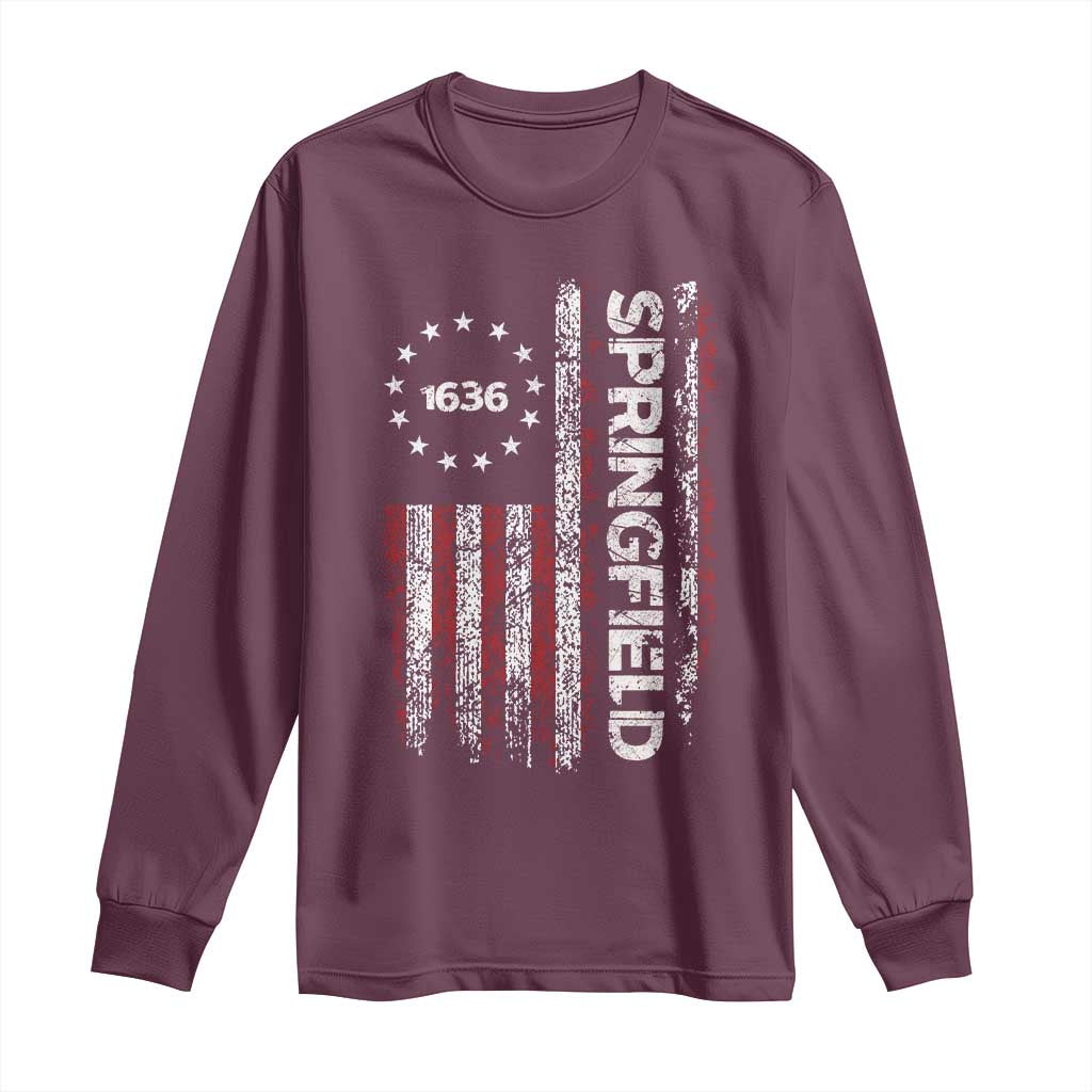 Springfield Massachusetts American Flag Established 1636 Long Sleeve Shirt