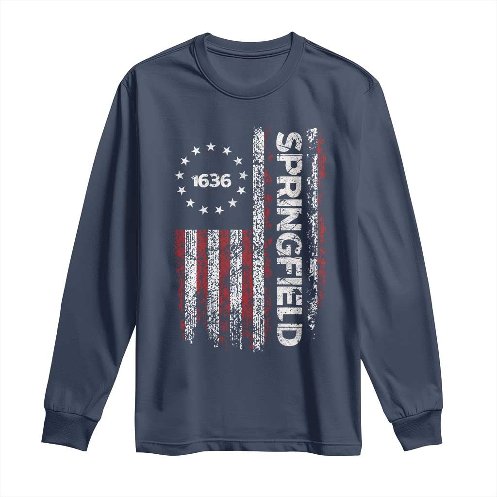 Springfield Massachusetts American Flag Established 1636 Long Sleeve Shirt