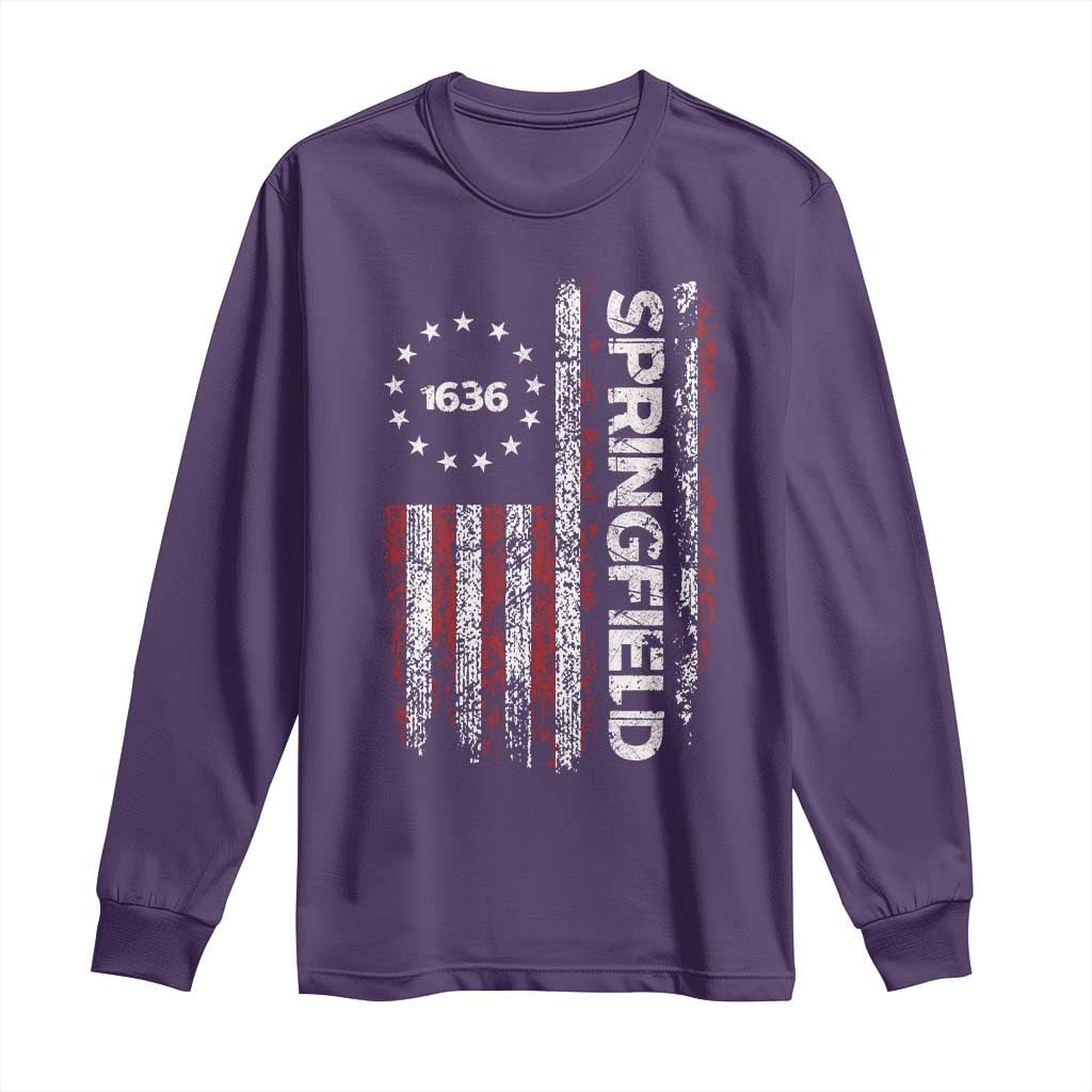 Springfield Massachusetts American Flag Established 1636 Long Sleeve Shirt