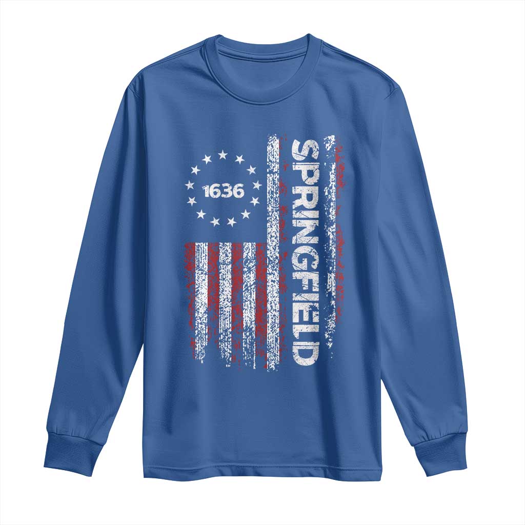 Springfield Massachusetts American Flag Established 1636 Long Sleeve Shirt