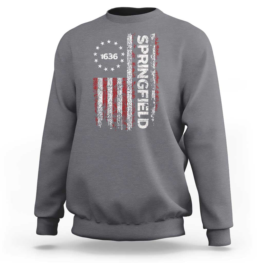 Springfield Massachusetts American Flag Established 1636 Sweatshirt