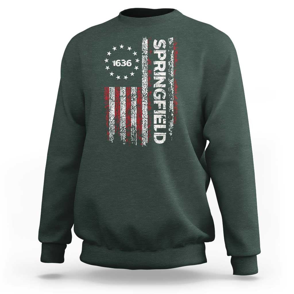 Springfield Massachusetts American Flag Established 1636 Sweatshirt