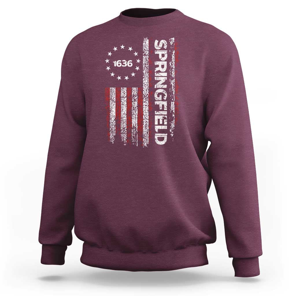 Springfield Massachusetts American Flag Established 1636 Sweatshirt