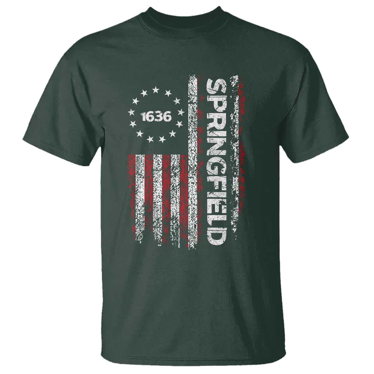 Springfield Massachusetts American Flag Established 1636 T Shirt
