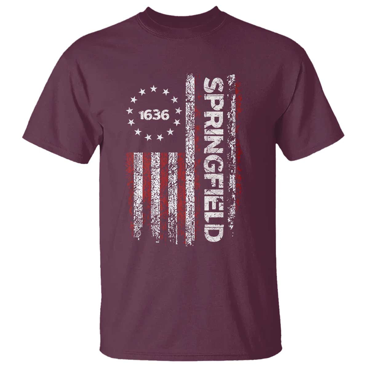 Springfield Massachusetts American Flag Established 1636 T Shirt