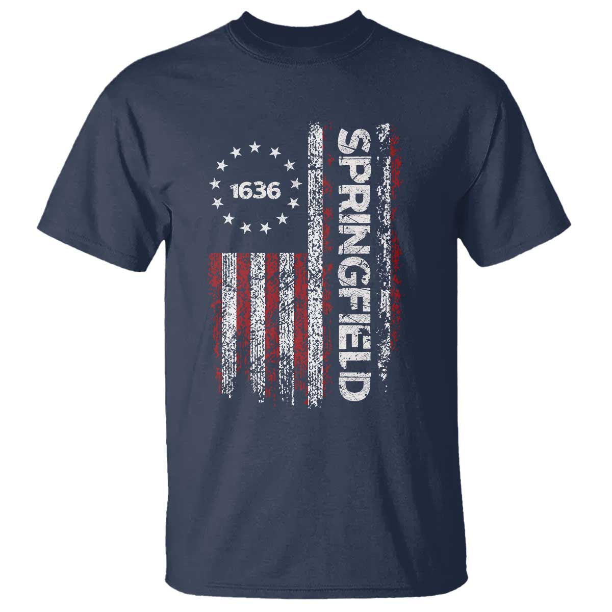 Springfield Massachusetts American Flag Established 1636 T Shirt