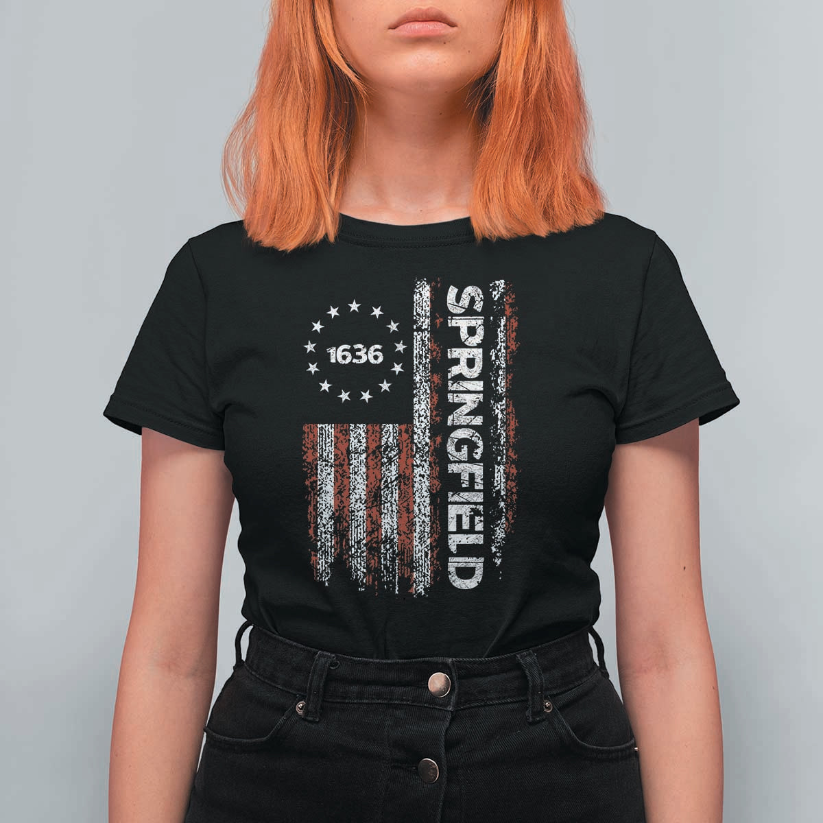 Springfield Massachusetts American Flag Established 1636 T Shirt For Women