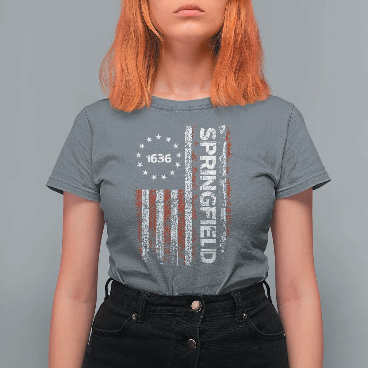 Springfield Massachusetts American Flag Established 1636 T Shirt For Women